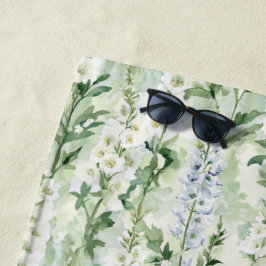 Lavendel-weiße Rittersporn-Blüten   Strandtuch