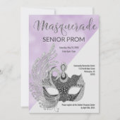 Lavendel weißer Silber-Glitter-Masquerade-Ball Einladung (Vorderseite)