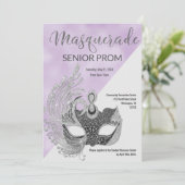 Lavendel weißer Silber-Glitter-Masquerade-Ball Einladung (Stehend Vorderseite)