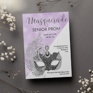 Lavendel weißer Silber-Glitter-Masquerade-Ball Einladung
