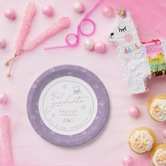 Lavendel Weißes Party-Papierplatte Pappteller (Party)