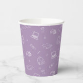 Lavendel Weißes Retro Hand gezogenes Party Pappbecher (Links)