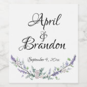 Lavendel, Weißrosen, Eukalyptus Botanisch Weinetikett (Einzelnes Label)