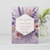 Lavendel Whimsical Bloom Hochzeit Einladung (Stehend Vorderseite)