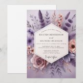 Lavendel Whimsical Bloom Hochzeit Einladung (Vorne/Hinten)