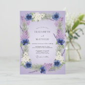 Lavendel Whimsical Frühlingshochzeit Einladung (Stehend Vorderseite)