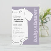 Lavendel Whimsical Gender Neutral Baby Dusche Einladung (Stehend Vorderseite)