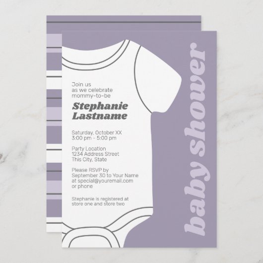 Lavendel Whimsical Gender Neutral Baby Dusche Einladung (Vorne/Hinten)