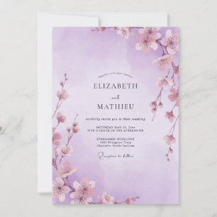 Lavendel Whimsical Sakura Hochzeit Einladung