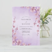 Lavendel Whimsical Sakura Hochzeit Einladung (Stehend Vorderseite)
