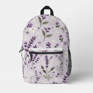 Lavendel Whispers - besticktes botanisches Muster Bedruckter Rucksack