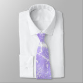 Lavendel White Blue Abstrakt Print Neck Ties Krawatte (Gebunden)