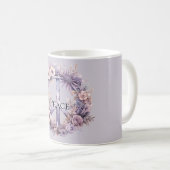 Lavendel White Floral Peace Sign Kaffeetasse (VorderseiteRechts)