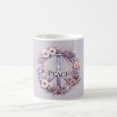 Lavendel White Floral Peace Sign Kaffeetasse (Mittel)