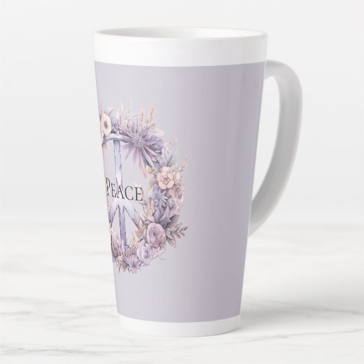 Lavendel White Floral Peace Sign Milchtasse (Rechte Ecke)