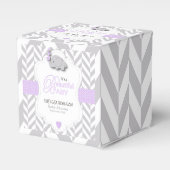 Lavendel, White Gray Elephant Baby Dusche Geschenkschachtel (Vorderseite)