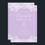 Lavendel & White Lace Elegant Sweet 16 Party Einladung<br><div class="desc">Anpassen für jedes Ereignis</div>
