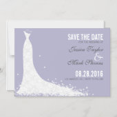 Lavendel & White Lace Hochzeitskleid Save the Date Magneteinladung (Vorderseite)