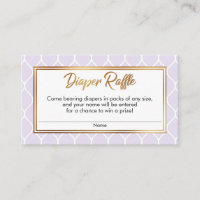 Lavendel & White Ogee w Gold Diaper Raffelkarten