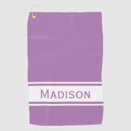 Lavendel White Strip Modern Name Monogram Golfhandtuch
