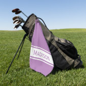 Lavendel White Strip Modern Name Monogram Golfhandtuch (Gras)
