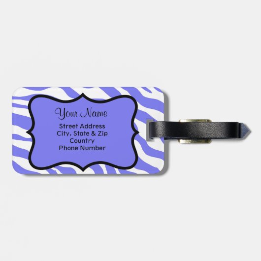 Lavendel, White & TealvZebra & Cheeta Personalisie Gepäckanhänger (Rückseite horizontal)