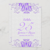 Lavendel & White Wedding Tischnummer 2 (Vorne/Hinten)