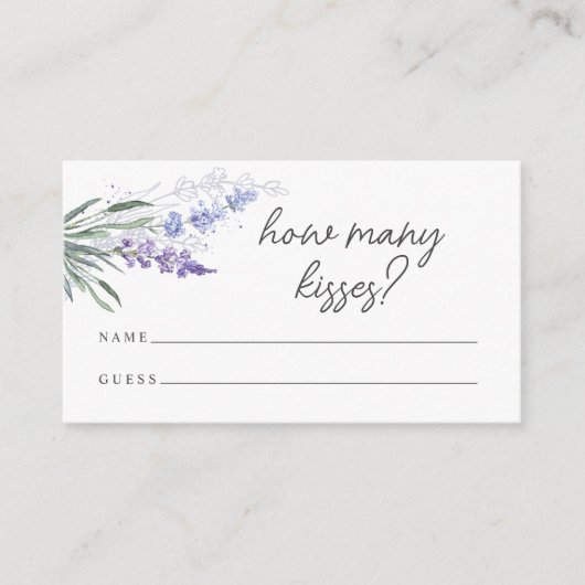 Lavendel | Wie viele Küsse | Brautparty Game Begleitkarte (Vorderseite)