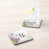 Lavendel Wild Blume Monogram Drink Untersetzer (Rechte Seite)