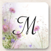 Lavendel Wild Blume Monogram Drink Untersetzer (Vorderseite)