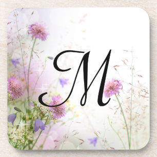 Lavendel Wild Blume Monogram Drink Untersetzer