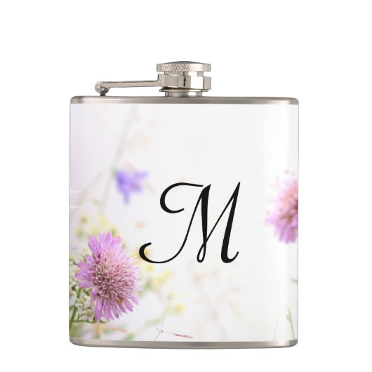 Lavendel Wild Blume Monogram Whiskey Flask Flachmann (Vorderseite)