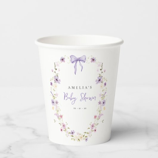 Lavendel Wildblume Baby Duschpapier Party Cups Pappbecher (Rückseite)