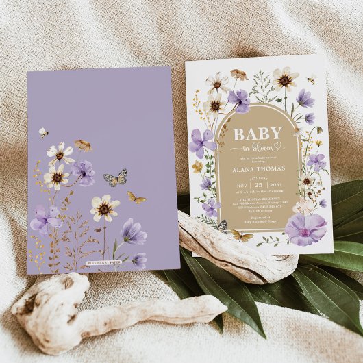 Lavendel Wildblume Garden Baby in Blütendusche Einladung