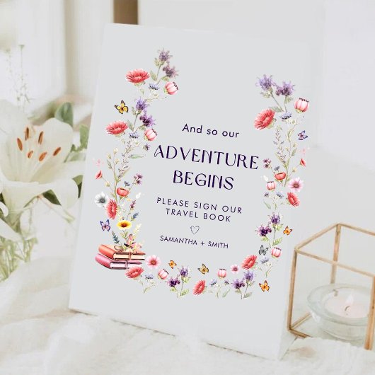 Lavendel-Wildblume Unser Abenteuer Beginnt Schild