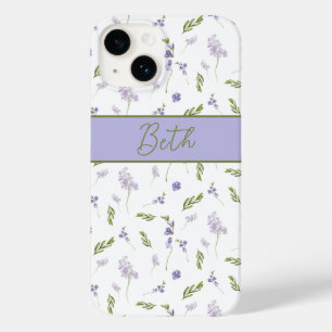Lavendel-Wildblumen-Aquarell-Blumen-Monogramm Case-Mate iPhone 14 Hülle
