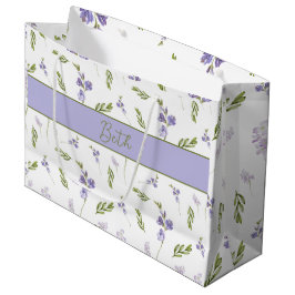 Lavendel-Wildblumen-Aquarell-Blumen-Monogramm Große Geschenktüte