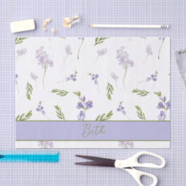 Lavendel-Wildblumen-Aquarell-Blumenmonogramm Seidenpapier