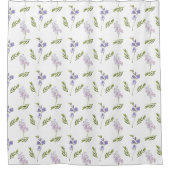 Lavendel-Wildblumen-Aquarell-Blumenmuster Duschvorhang (Vorderseite)