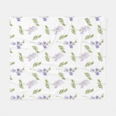 Lavendel-Wildblumen-Aquarell-Blumenmuster Fleecedecke (Vorderseite (Horizontal))