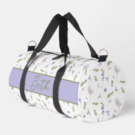 Lavendel-Wildblumen-Aquarell-Floral-Monogramm Duffle Bag