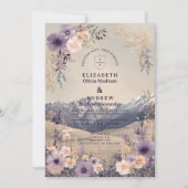 Lavendel-Wildblumen-Berghochzeit Einladung (Vorderseite)