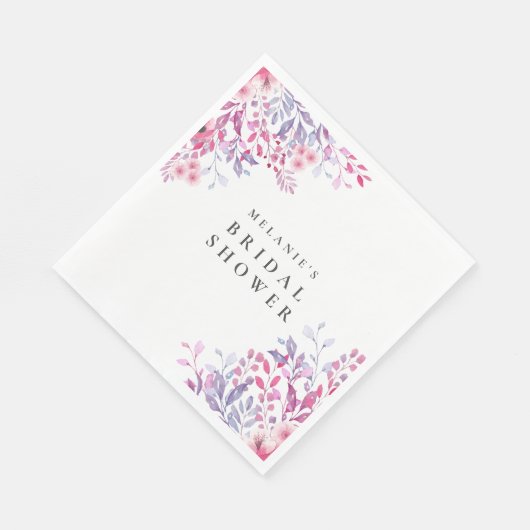 Lavendel Wildblumen Blumenkohl Brautparty Serviette (Ecke)