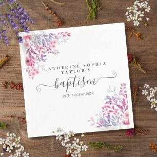 Lavendel-Wildblumen-Blumentaufe-Taufgeschenk Serviette