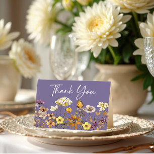Lavendel-Wildblumen-Boho-Hochzeits-Dankeskarten Dankeskarte