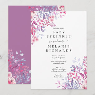 Lavendel-Wildblumen Florale Babyparty / Shower Einladung