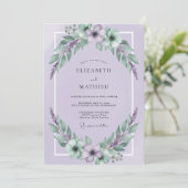 Lavendel-Wildblumen-Hochzeit Einladung (Stehend Vorderseite)