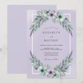 Lavendel-Wildblumen-Hochzeit Einladung (Vorne/Hinten)