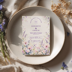 Lavendel-Wildblumen-Hochzeit Einladung