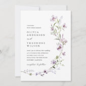 Lavendel-Wildblumen-Hochzeit Einladung (Vorderseite)